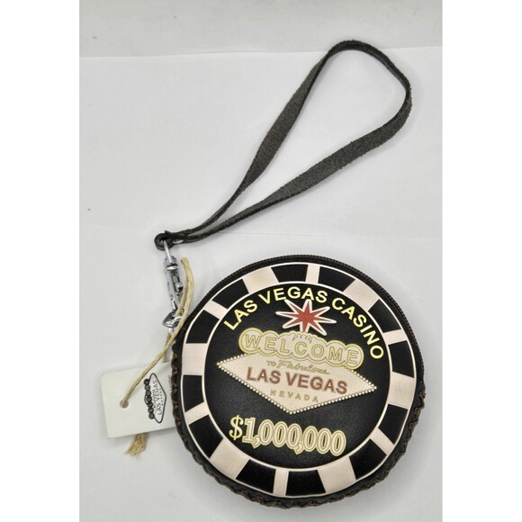 Vintage Las Vegas Change Purse Zip Closure. Leather Hand Made Tooled - Picture 2 of 5